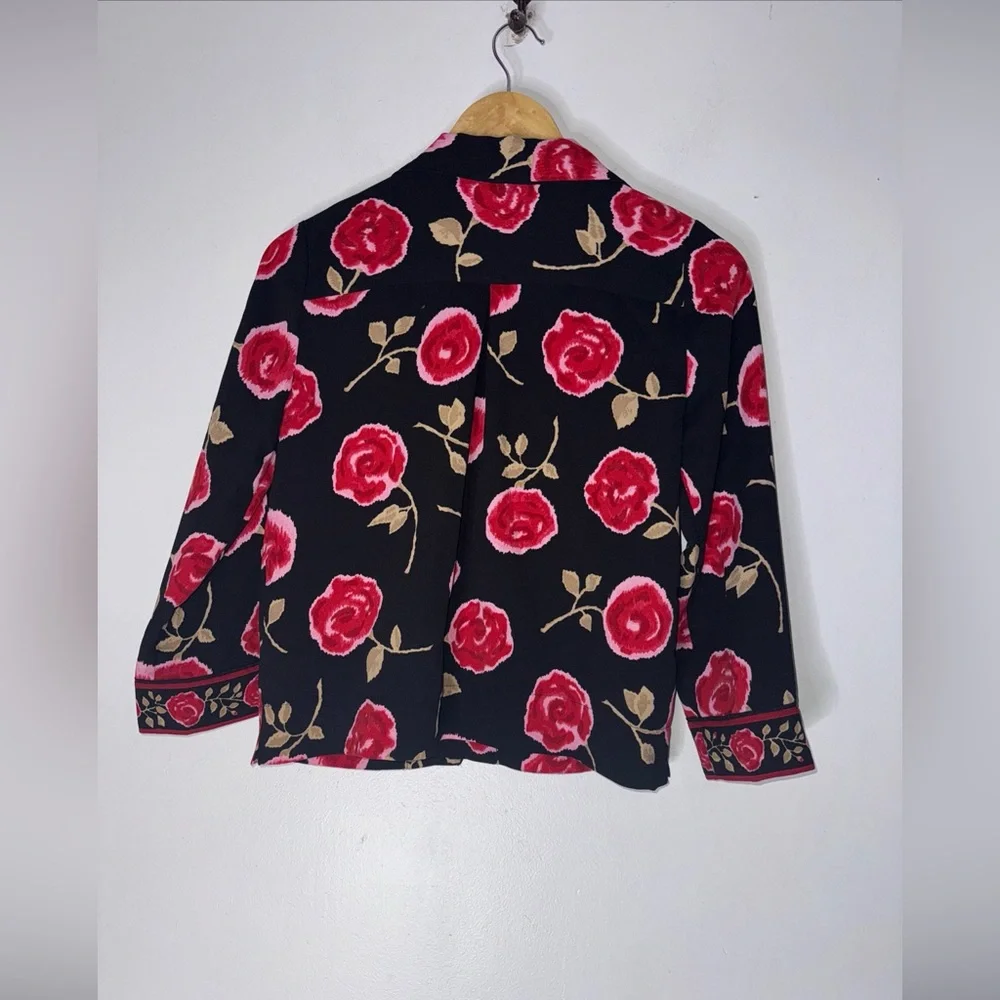 Kate Spade Button‎ Down Shirt Roses Hazy Crepe XXS